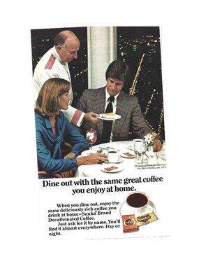Print Ad Sanka Coffee 1970s Dining Out Windows on the World NYC World Trade AD